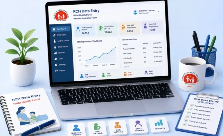 RCH portal data entry login page for health workers