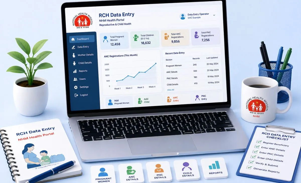 RCH portal data entry login page for health workers